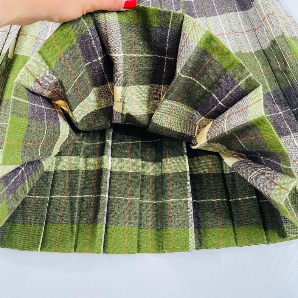 Vintage 70s Wool Plaid Accordion Skirt - Picture 3 of 6